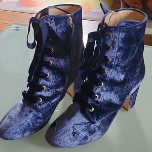 Polly Plume Crushed Velvet Leather Boots Witchy Boho Hippie Whimsigoth Y2K Sz 40